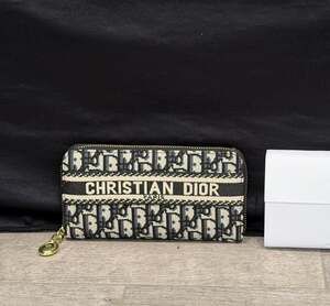 ***NEW*** Black and Beige Oblique Jacquard Long Zipped Voyageur Wallet